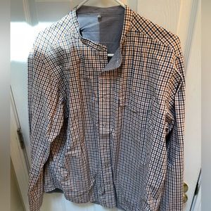 Reversible collarless j.press shirt